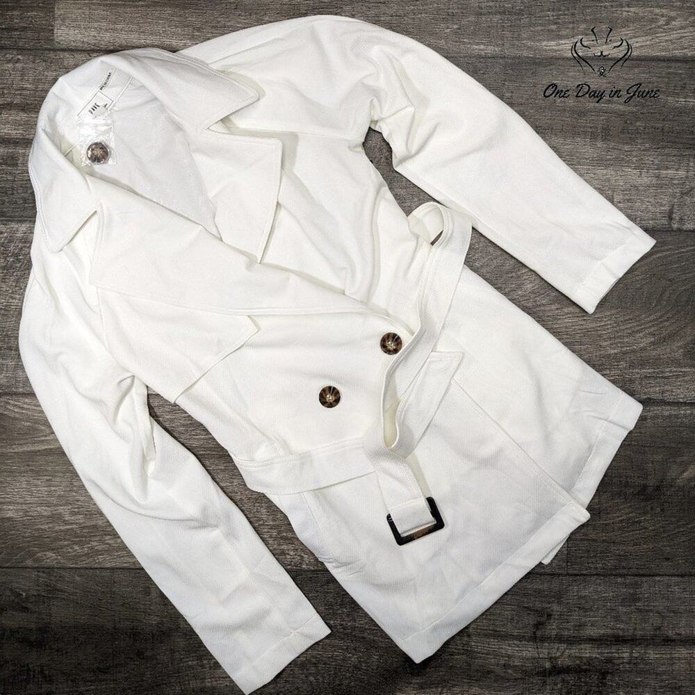 HAVE Los Angeles Belted Trench Jacket White Double Breasted Size S